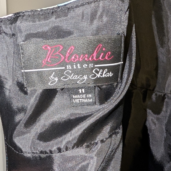 Blondie Nites Black Multi Floral Halter-Neck Prom Ball Gown Dress Junior's 11 - Picture 12 of 12